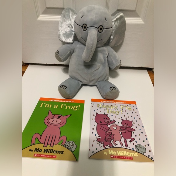 Mo Willems Elephant plush & 2 soft cover Elephant & Piggie books learning read - Picture 1 of 10